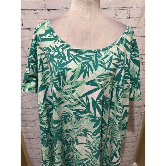 Roaman's women's plus-size Ultrasmooth swing dress/top green leaf print 3X 30/32 - Picture 2 of 7